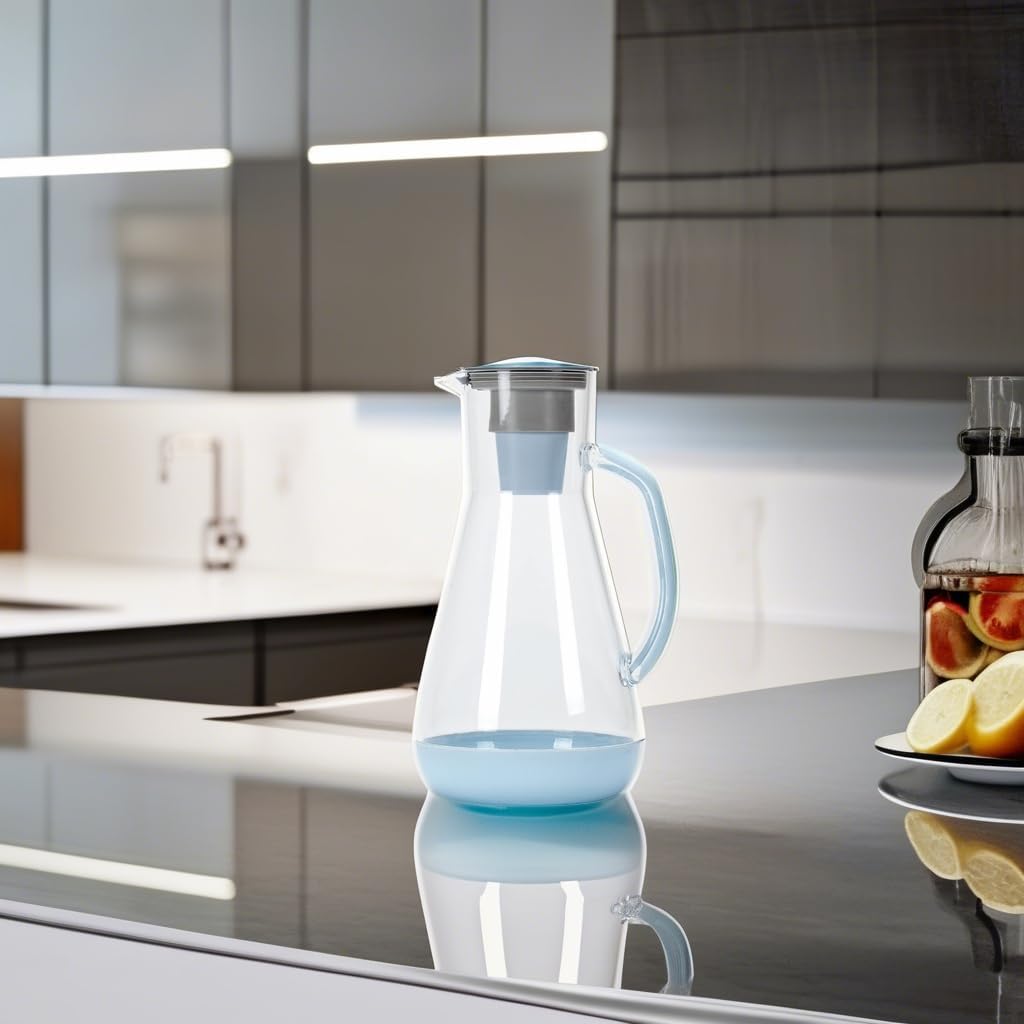 Hydros 64 Ounce Water Filter Pitcher with Patented Fast Flo Tech, 60 Second Quick Fill-Up and BPA-Free Recyclable Filter, Eight Cup Capacity, Blue
