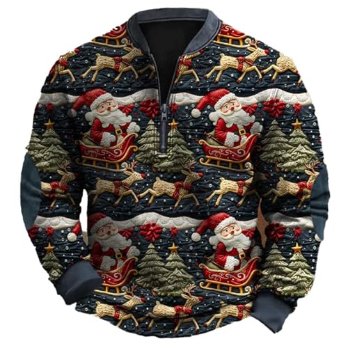 Tissu tricoté épais et impression numérique 3D pour ce sweat-shirt homme col montant premium