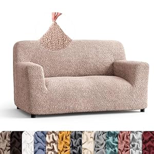 PAULATO BY GA.I.CO. Loveseat Slipcover – Oversized Chair Cover – Stretch Couch Cover – Cushion Love Seat Sofa Cover – 1-Piece Form Fit Washable Protector – Microfibra Collection – Blush Taupe