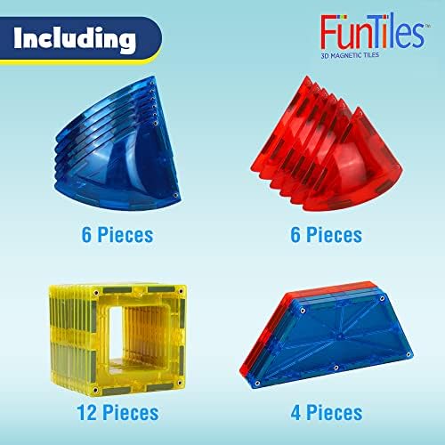 Playmags 28 Piece Magnetic Tiles Dome Set - Stronger Magnets STEM Toys - Super Durable Magnetic Blocks Set For Kids - Vivid Clear Color Magnetic Tiles Set For Kids