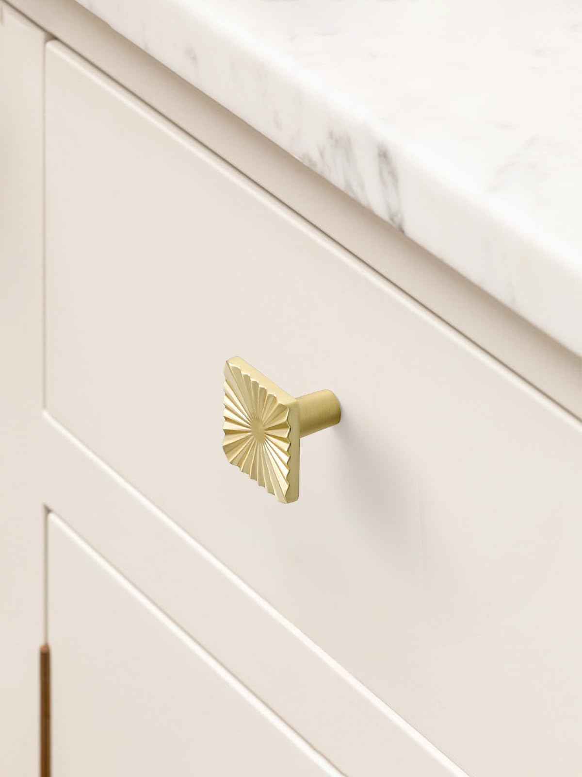SORWDUERM 5 Pack Brushed Gold Cabinet Knobs Brass Flat Drawer Pulls Kitchen Cupboard Bathroom Dresser Cabinet Hardware Handles Zinc Alloy - Image 3