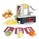 Spiral Vegetable Slicer 3 Blades Multifunctional Handheld Vegetable Shredder Veggie Pasta Zucchini Spaghetti Noodle Maker (Grey)
