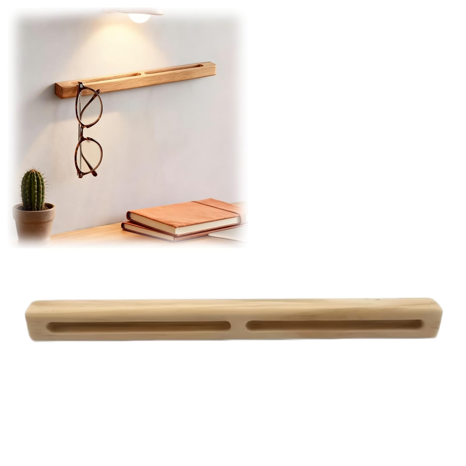XIAGER Wooden Sunglasses Holder Organizer & Stand,Wall Mounted Sunglasses Rack for Entryway - 20 cm Oak Modern Shelf,Glasses Wall Mount Holder