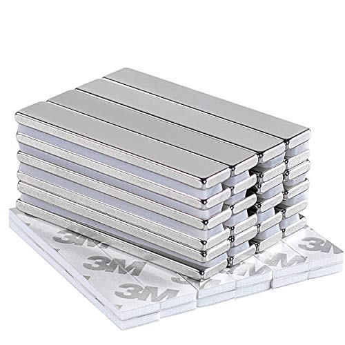Amdieu Wofirm Powerful Neodymium Bar Magnet, Strong Rare Earth Magnets with Double-Sided Adhesive, 60 x 10 x 3 mm, Pack of 24