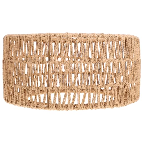 Bestoyard 3A02852TKOXQ6T17T Rattan Lamp Shade E27 Wicker Woven Pendant Lampshade Chandelier Light Cover Wall Lamp Bulb Cage Guard Rustic Hanging Light Fixture Spider Fitter 30X15Cm thumb #2