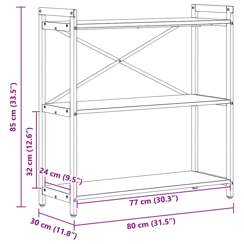vidaXL Étagère Bois Ancien 80 x 30 x 85 cm Bois d'ingénierie, Étagère Industrielle Moderne, Rangement en étagères, déco pour Organiser ta Maison, Meuble Livre Libre