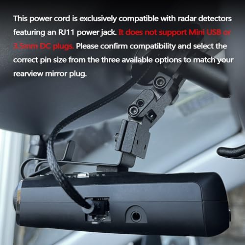 Image of Xislet 16.5 inch Radar Detector Hardwire Power Cord Mirror Wire Plug Tap Compatible with Escort Valentine One Uniden Beltronics with Inline Fuse Mount RJ11 - Set of 3