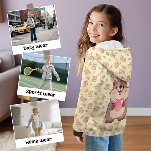 Girls Zipper Hooded Kids Sweatshirt Casual Loose Long Sleeve Sport School Coat with Jacket Age 3-104