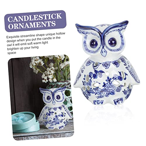 Homoyoyo Owl Porcelain Candle Holder Desk Topper The Office Desk Decor Chinoiserie Decor Owl Modeling Candlestick Owl Shape Candlestick Desktop Ceramics Ornaments Desktop Candle Stand #TOP4