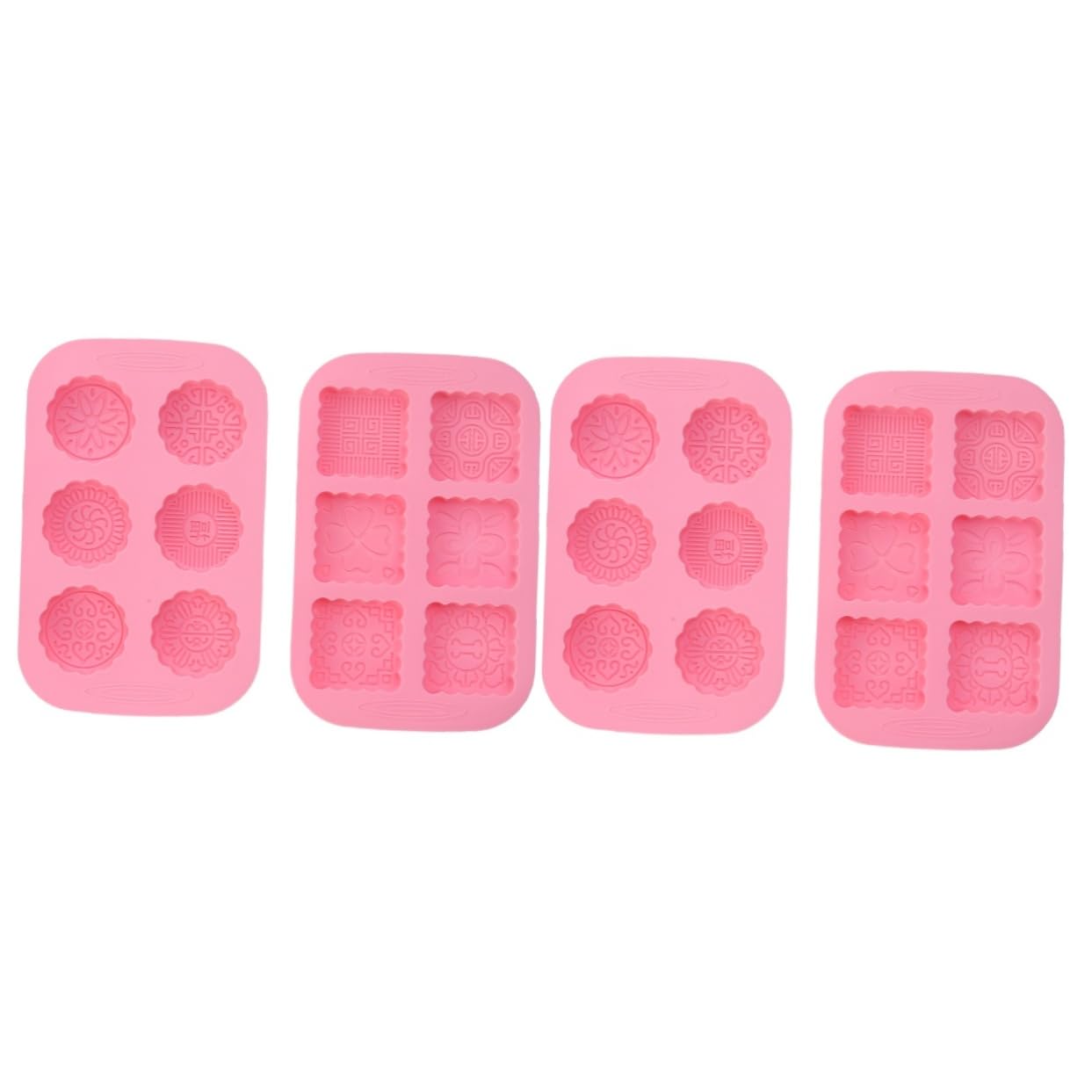 Mikinona 4 Piezas cortador de galletas galleta circular molde para galletas moldes para galletas cortadores de galletas circulares kitchen gadgets panelas cozinha molde de silicona rosa