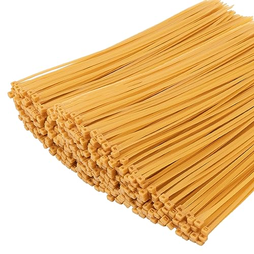 XINGO Confezione da 1000 Oro Fascette plastica di Qualità per Uso Industriale, 300 mm x 4,8mm, Fascette in Plastica Regolabili Multiuso per Uso Interno ed Esterno