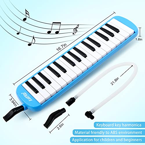 Image of East top 32-Key Melodica, Professional Mouth Melodica Keyboard Organ Melodica Instrument for Adults, Students and Kids, As a gift, Set-Blue