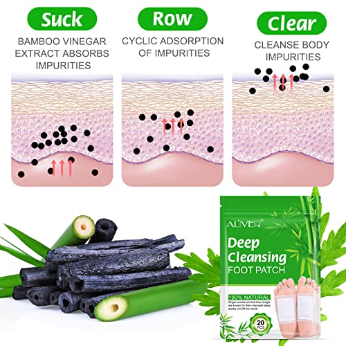 20PCS Foot Pads, Natural Bamboo Vinegar Ginger Powder Foot Pads - Image 3