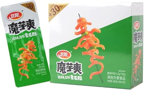 Weilong Litiao, Spicy Kelp Knot, Weilong Spicy Konjac Silk 20 Bags/360g, Chinese Snack, Gluten Snack, Wind Eating Kelp, Leisure Food Gift Pack (Sour and spicy flavors)