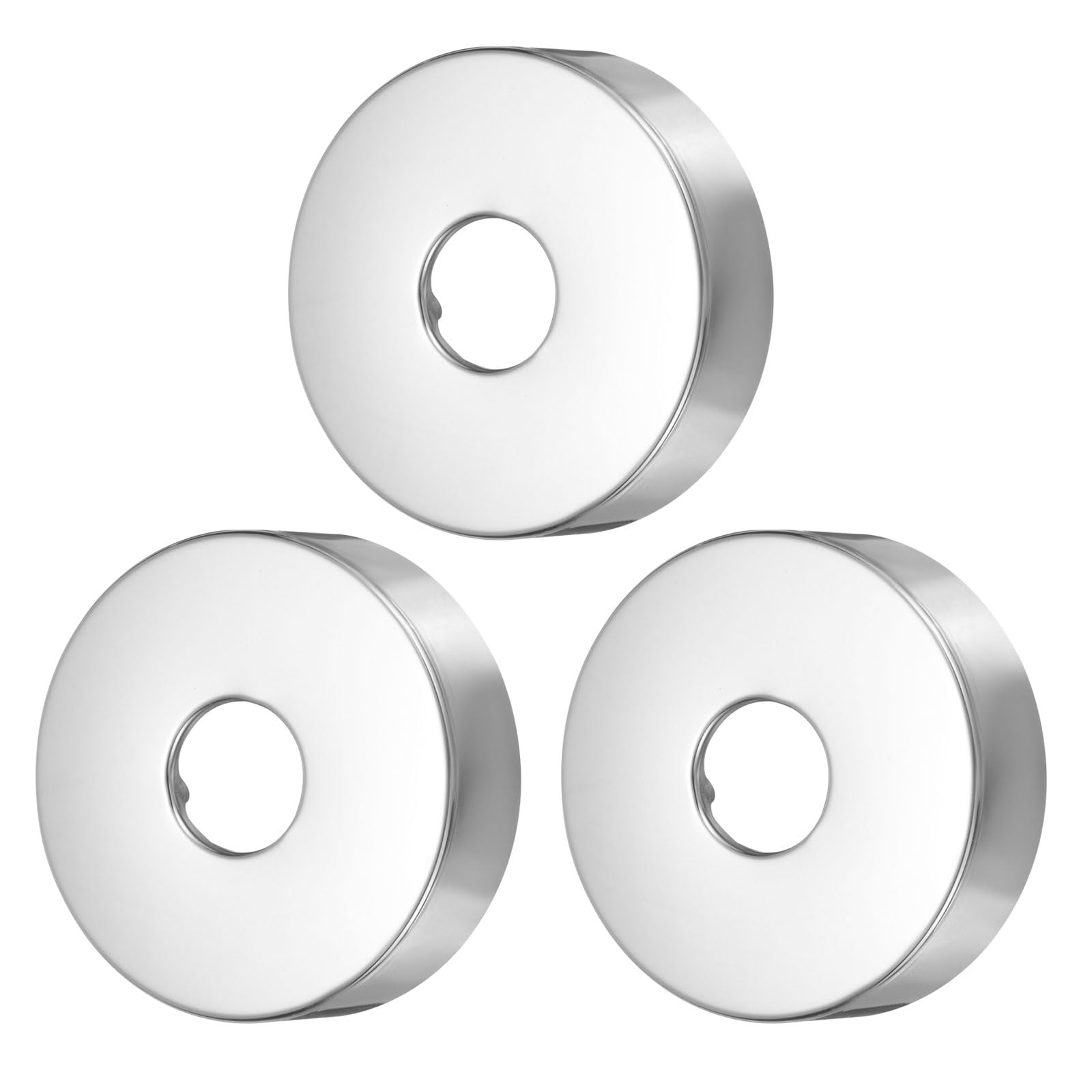 QUARKZMAN Pack of 3 Shower Arm Flange 0.8 x 2.8 x 0.8 inches (21 x 70 x 19 mm) Stainless Steel Round Bezel Wall Gap Flange Wall Mounted Water Pipe Pad for Pipe Silver