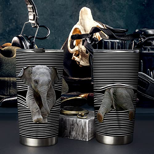 64Hydro 20Oz Elephant Gifts For Women, Men, Birthday Gifts For Her, Him, Coffee Thermos, Funny Cool Gag Gifts, Animal Lovers Gifts, Cute Elephant Tumbler Cup, Insulated Travel Coffee Mug With Lid #TOP1