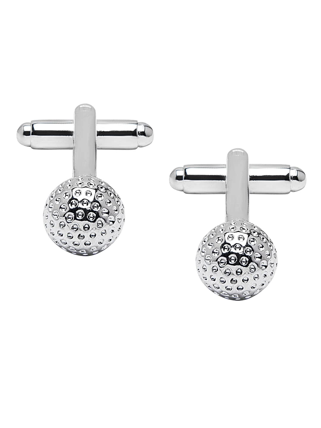 shining jewel - by shivansh Shining Jewel Elegant Fancy and Designer Silver Plated Golf ball Design Cufflinks For Men (SJ_7193)-picture-18
