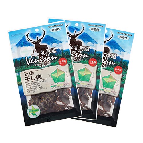 エゾ鹿干し肉 40g×3袋セット 国産/大型犬/小型犬/犬のおやつ