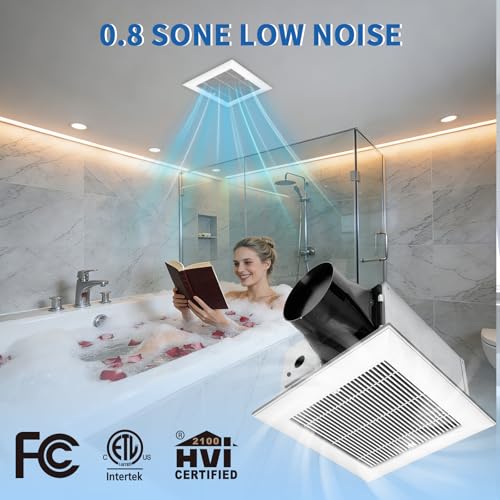 Ventilador de Extracción para Baño mw, 80 CFM, Ultra Silencioso (0,8 sones), Instalación en Techo para Baños hasta 80 pies cuadrados, No Requiere Acceso al Ático, Certificado ETL y FCC miniatura 4
