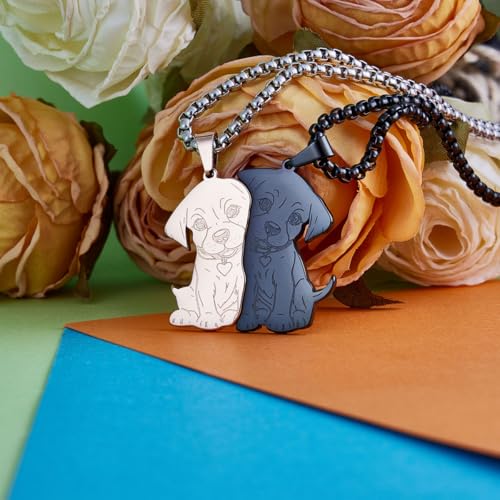 Dog Couples Necklace Cute Dog Sitting Puzzle Matching Necklaces Gift for Men Women2