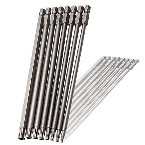 Wolfride Torx Head Screwdriver Bit Set 1 4 Inch Hex Shank Torx Head Drill Bits T8 T10 T15 T20 T25 T27 T30 T40 Magnetic Torx Bit set S2 150mm Length