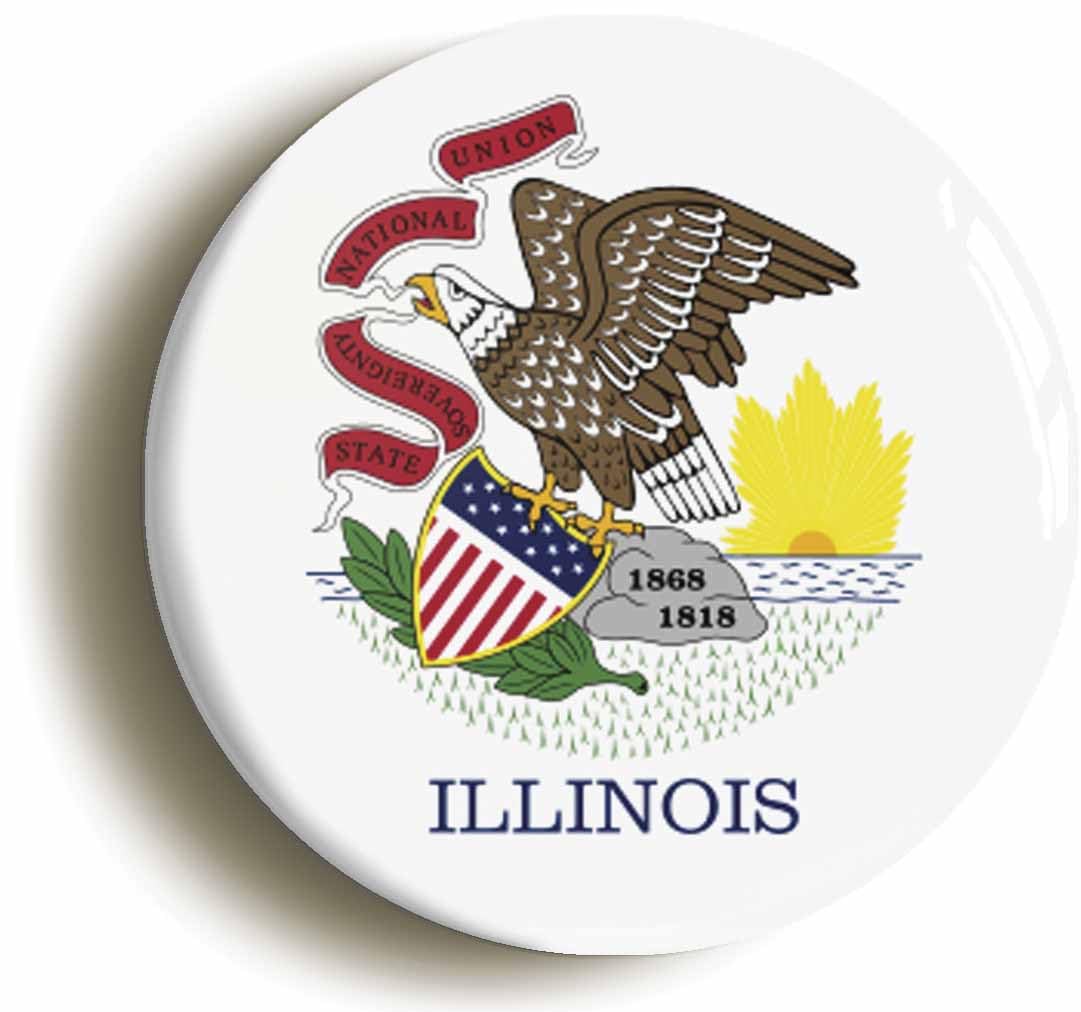 Illinois United States State Flag Fridge Magnet (Circular 2inch / 50mm Diameter)