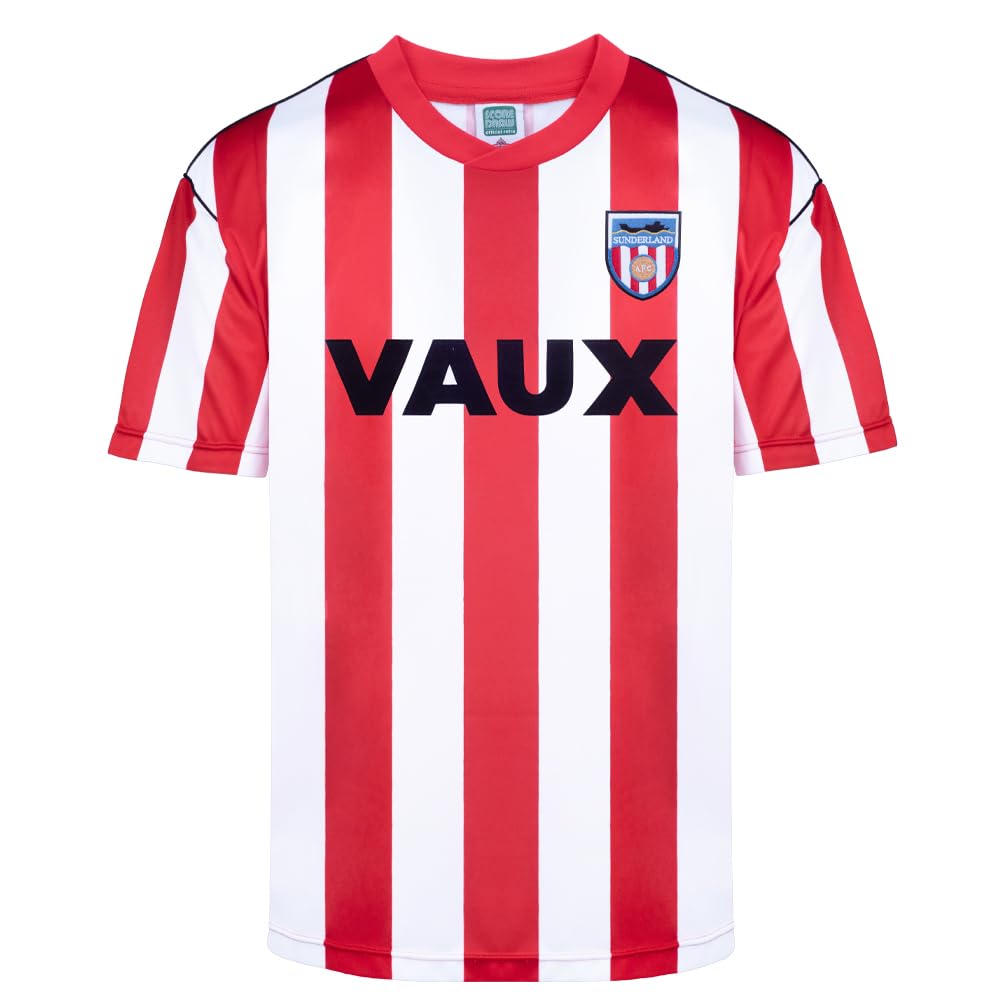 Score Draw Men's Red / White Sunderland 1990 Retro Football Shirt Red/White Xs Polyester