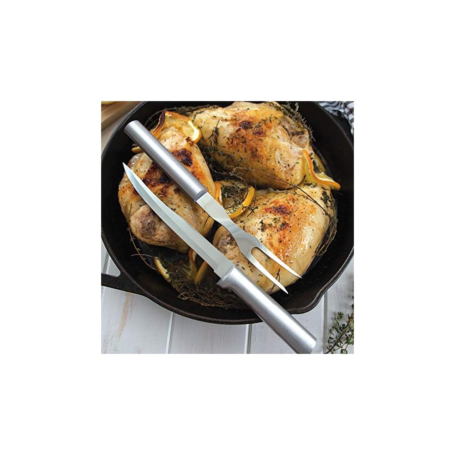 Rada Cutlery Knife 2-Piece Carving Set with Stainless Steel Blades with Brushed Aluminum, 11 Inches, Silver Handle