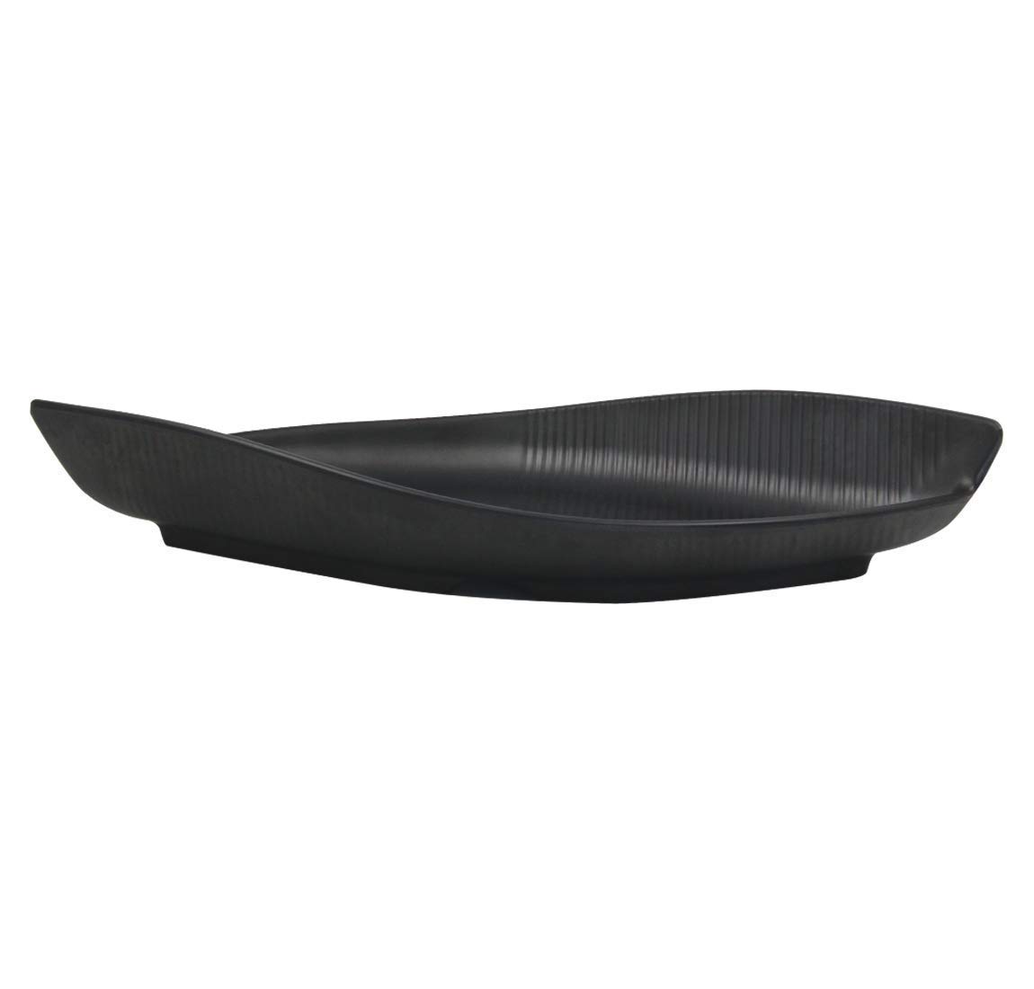 E-Ezra Black Melamine Serving Platter, Slate Platter Snacks Serving Platter Decorative Food Tray (Boat Shape Platter)