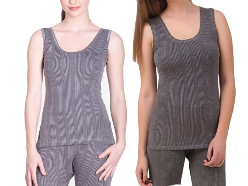 Kashvi Women's Stripe Thermal Sleeveless Spaghetti Upperwear Thermal Top Pack of 2-picture-24