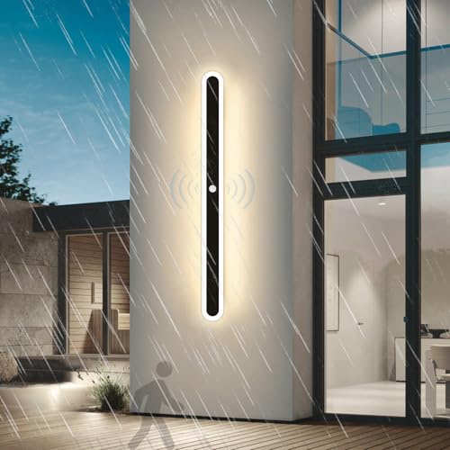 Applique murale LED 40cm avec détecteur mouvement IP65 pour l'éclairage extérieur moderne
