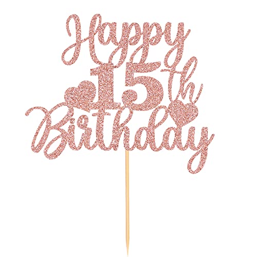 Bd1 Noeutabs Happy 15Th Birthday Cake Topper-Rose Gold 15Th Birthday Cake Topper-Cheers 15 Years Old Glitter Letter Party Decoration (15) (Kk-180) #TOP1