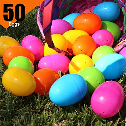 GIFTEXPRESS Plastic Bright Easter Egg Assortment 50 Pcs Perfect for Easter Egg Hunt/Surprise Egg/Easter Hunt - 4