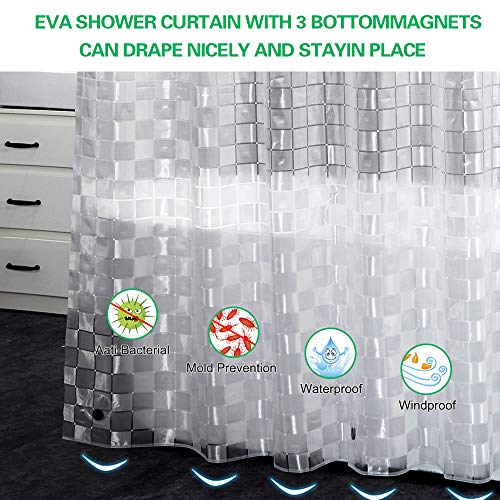 Anyev Clear Shower Curtain Liner - 8G Eva 72" X 72" Plastic Bathroom Shower Curtain With Heavy Duty Magnet And Rustproof Metal Grommets, Not Stiff, Waterproof, 12 Hooks #TOP4