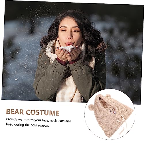 Plush Bear Hat for Women and Girls Cute Animal Design Warm Ear and Face Adorable Stuffed Animal Headwear for Cold Weather Fun Khaki4