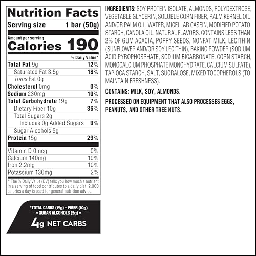 Image of Atkins Soft Baked Protein Bars, Lemon Poppyseed, 15g Protein, 2g Sugar, Excellent Source of Fiber, Low Carb, 6 Packs (4 Bars Each)