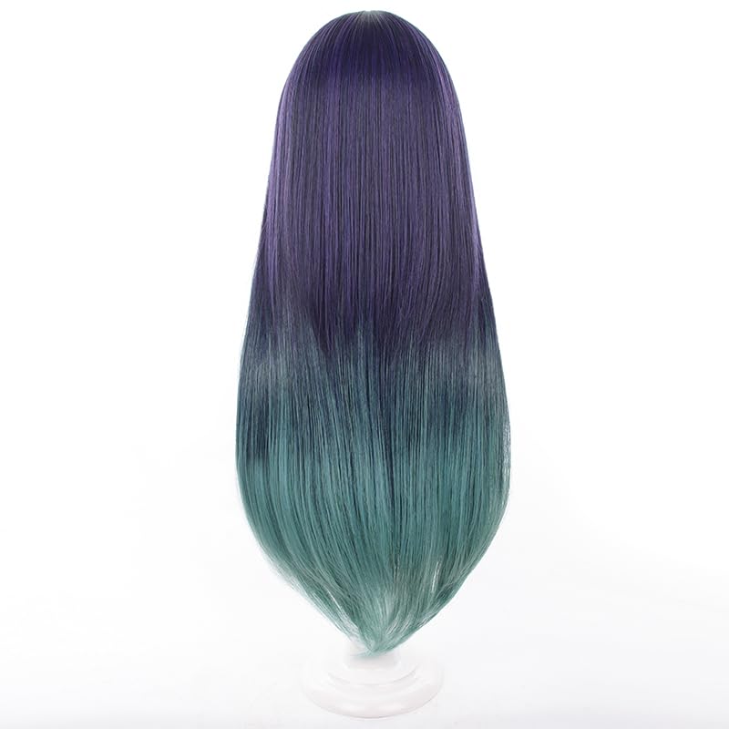 Miniatura 4 de Peluca larga recta azul oscuro verde degradado Cosplay Akane Kurokawa peluca de Halloween disfraz de mujer peluca para fiesta