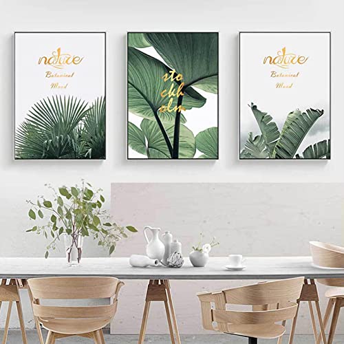 Peintures murales modernes feuilles vertes salon affiche tropicale triptyque 70x100
