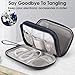 Leather Travel Electronic Organizer - Double Layer, Waterproof Case for Cables, Chargers, Phones & More - Portable, Shockproof Pouch for All Your Electronics Accessories (Dark Blue, M)