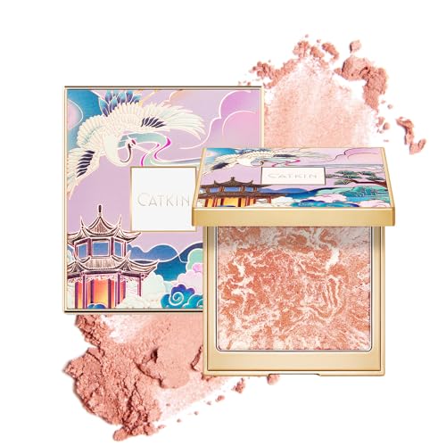 CATKIN Cheek Blush Bake Shimmer Pink Peach Multi Blusher Natural Powder Palette 10g (C04 Shimmer) C04 0.35 Ounce (Pack of 1)