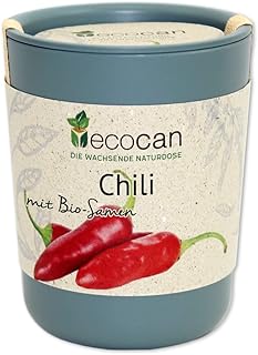 Feel Green Ecocan, Chili, Bio Zertifiziert, Nachhaltige Geschenkidee (100% Eco Friendly), Grow Your Own/Anzuchtset, Die Wachsende Ökodose, Made in Austria
