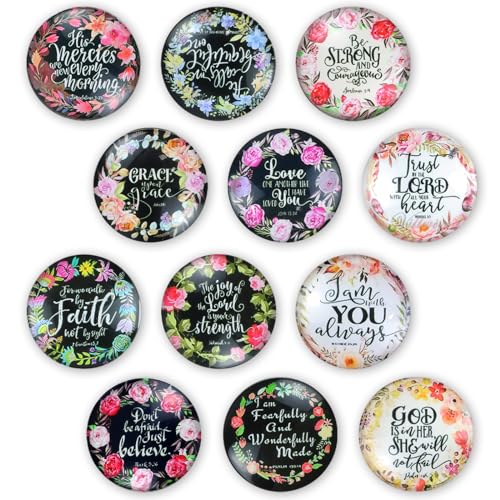 12Pcs Christian Magnets Inspiring Words Refrigerator Magnets with Bible Verses Refrigerator Magnets for Fridge Whiteboard Kitchen Bible Magnets Cute Decorative