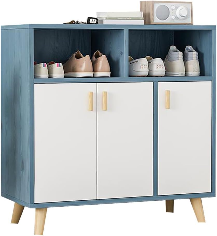 木製シューズラック 収納付き 4段シューズオーガナイザー棚 頑丈で安定感あり 耐荷重80kg 靴6～12足収納可能 廊下、寝室、玄関