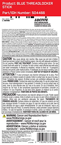 Loctite 248 Blue Threadlocker Glue Stick: All-Purpose, Medium-Strength, Anaerobic, No Drip, General Purpose, Works On All Metals | Blue, 19 Gram Wax Stick (Pn: 37614-504466) #TOP1