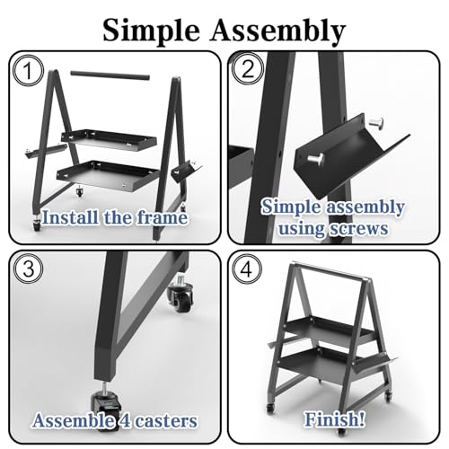 BUYYAH Aluminum Horseshoeing Box with Wheels, Heavy-Duty Farrier Tool Cart, Easy Assembly, 2 Aluminum Rasp Holders, Useful Tool Cart, Black