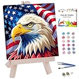 JUJUHOOD Flag Bald Eagle Framed Paint by Numbers Kit for Adults Beginner & Kids Ages 8-12,EasyBird Paint by Number Without Easel, Acylic Paint by Numbers for Gift Home Wall Decor 10x10Inch