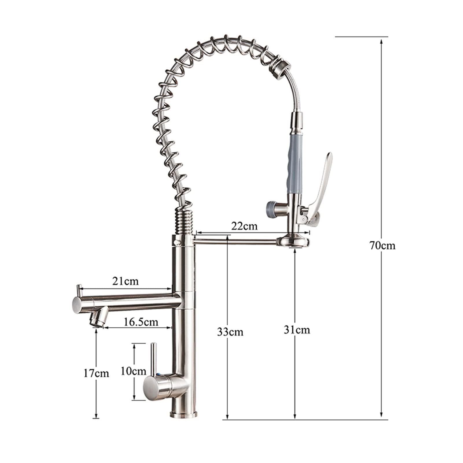 Grifo de Cocina, Grifo de Cocina extraíble, Cabezal de rociador de Manos Libres con Cerradura, Grifo de Cocina de Agua fría y Caliente, caño Giratorio/Grifo Cromado Comfortable Anniversary