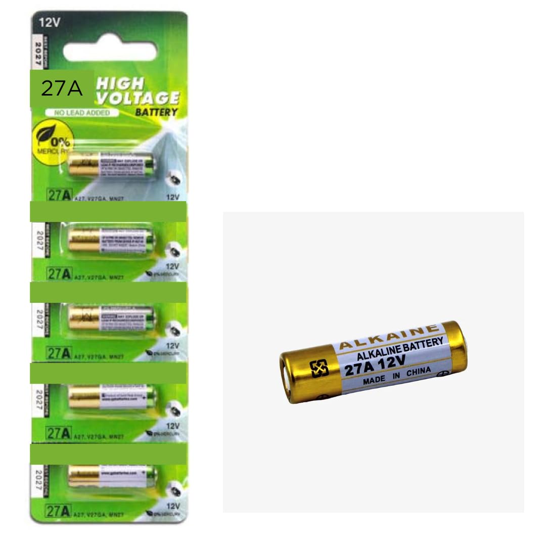 COPY LINE 27A_Alkaline Battery 12V High Voltage Cells for Remote Control/Lighters 27AE-2C5 Replacement Batteries Equivalent Part No:A27 /V27GA /MN27 (Pack of 5)-image-30