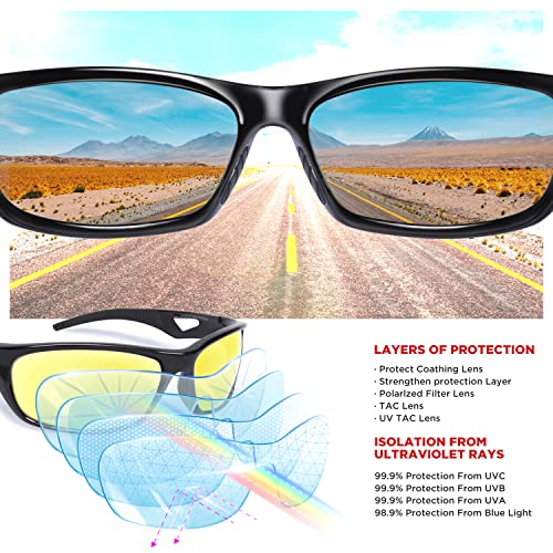 Rivbos Sunglasses For Men Women Polarized Uv Protection Sports Fishing Cycling Running Rb831-Black Night Version #TOP3