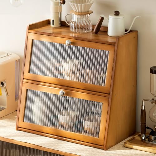 Armoire de cuisine en bambou à 2 niveaux pour assiettes et condiments